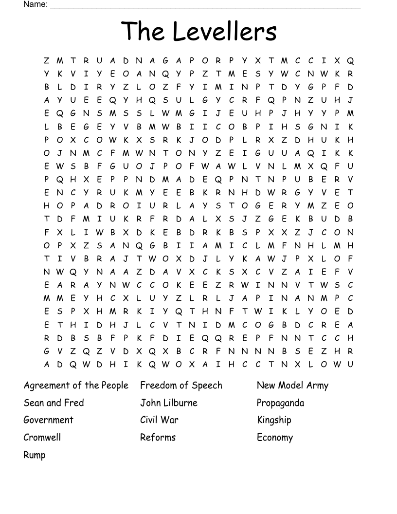 The Levellers Word Search