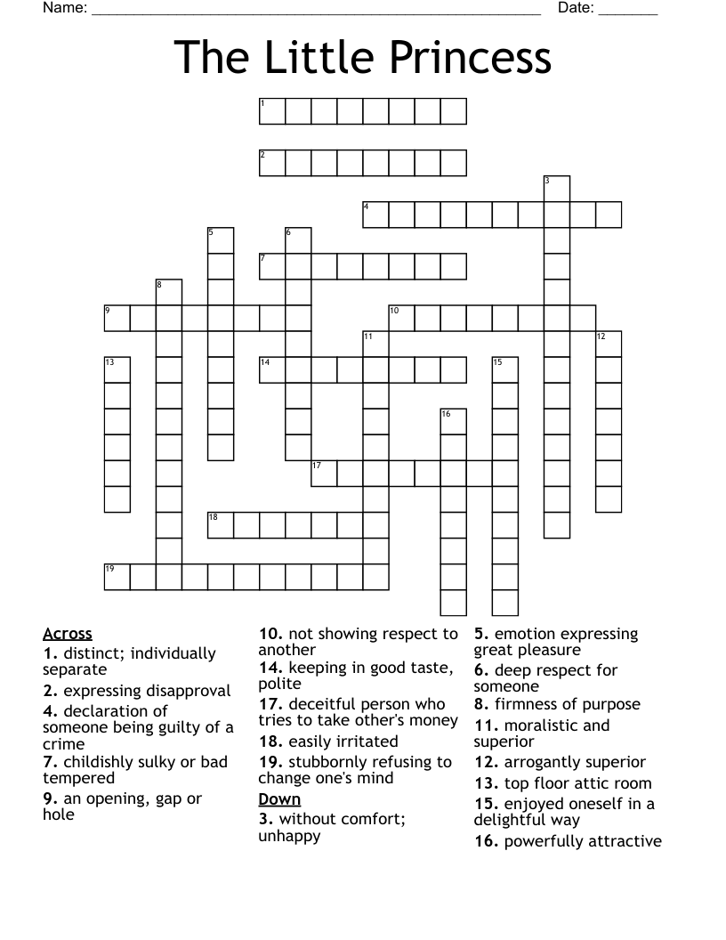 The Little Princess Crossword