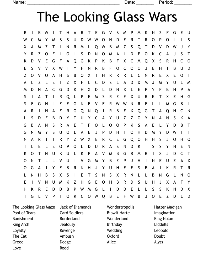The Looking Glass Wars Word Search