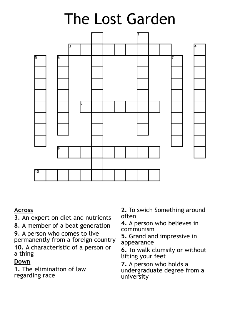 The Lost Garden Crossword