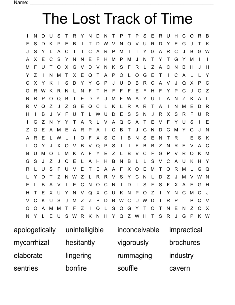 The Lost Track of Time Word Search