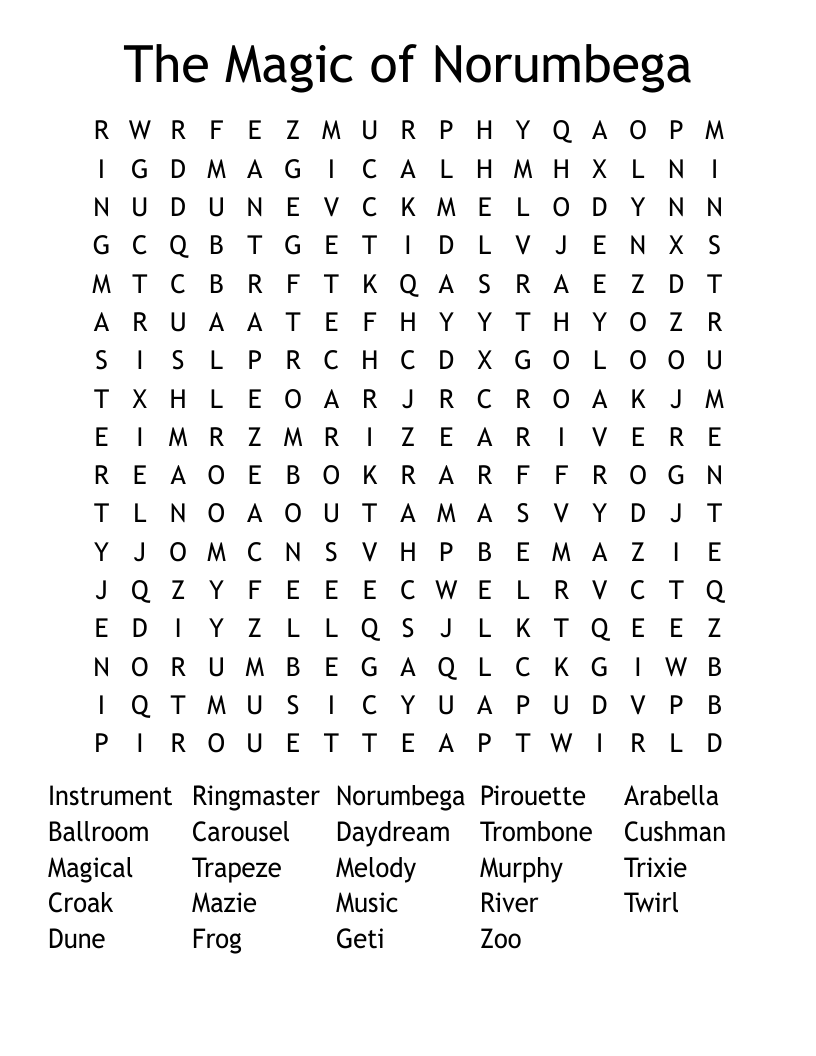 The Magic of Norumbega Word Search