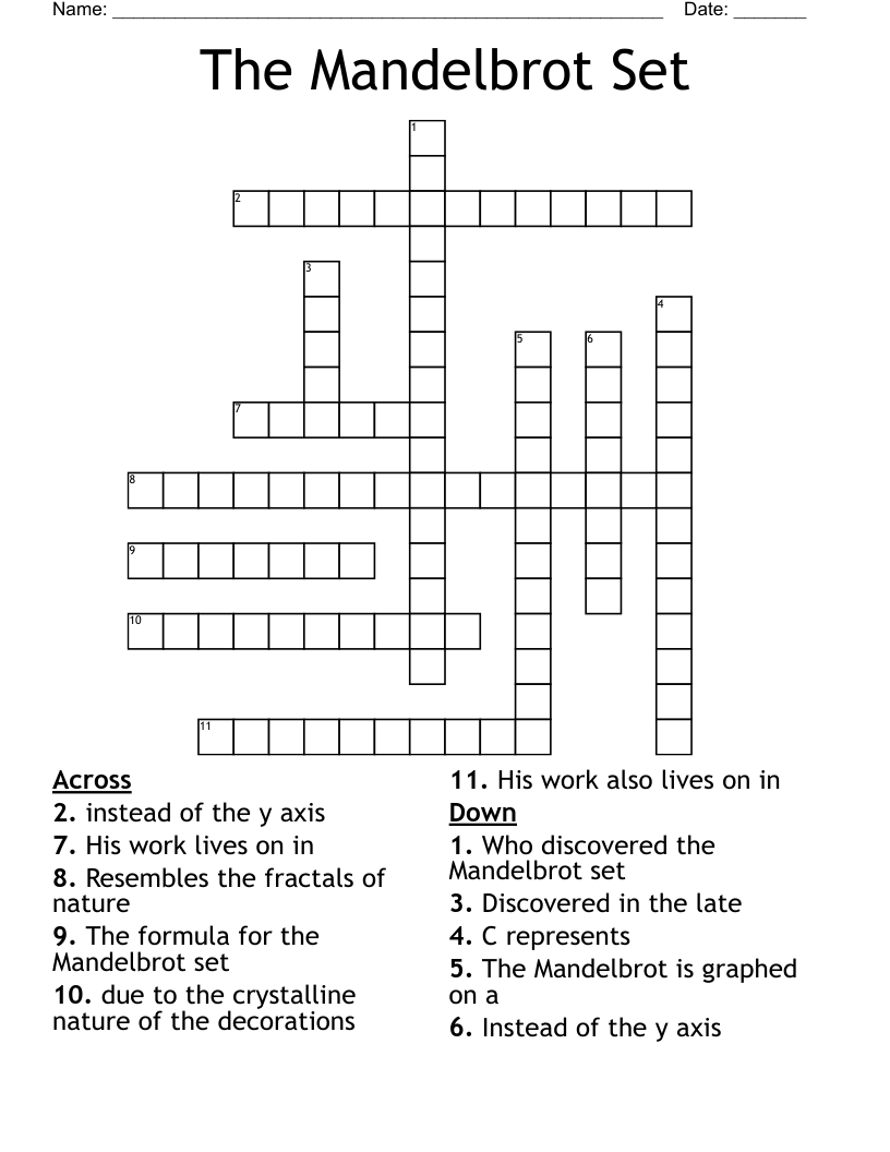 The Mandelbrot Set Crossword