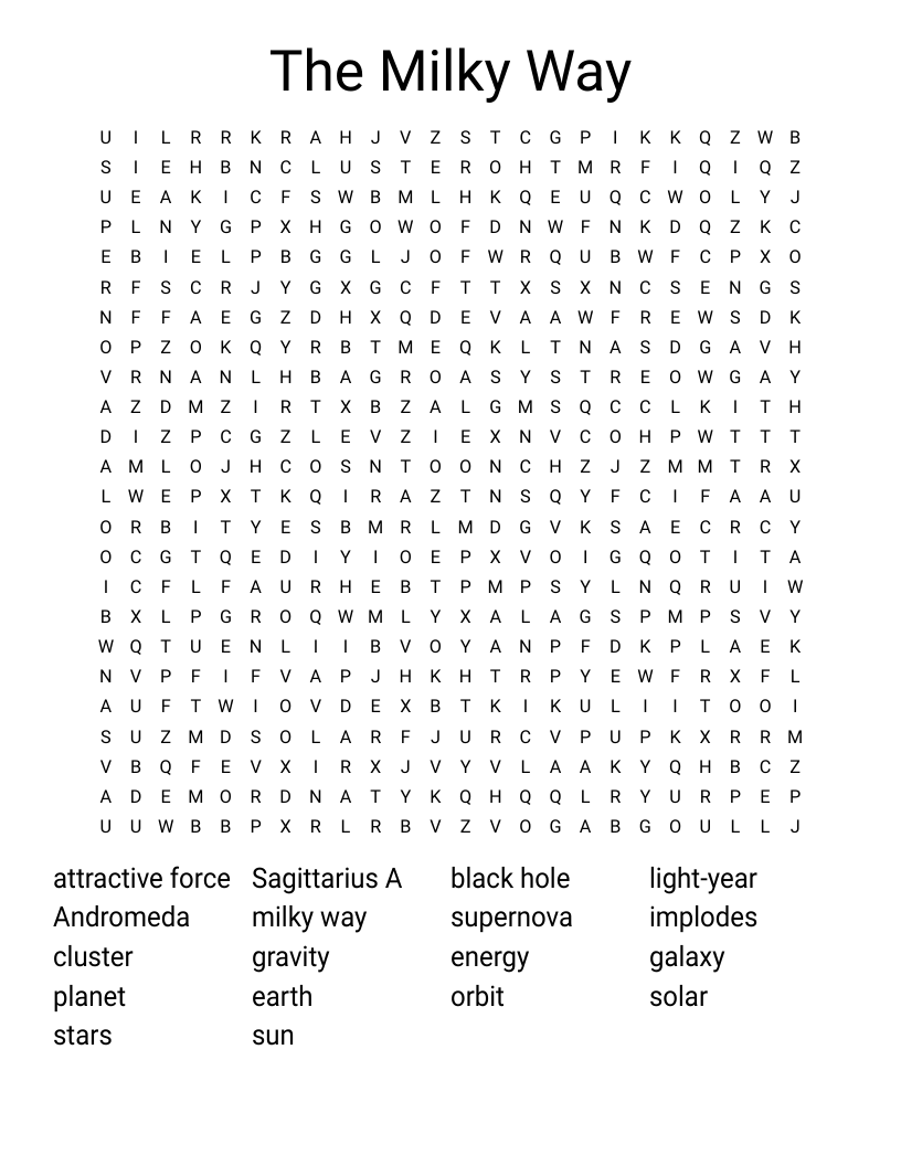 The Milky Way Word Search - WordMint