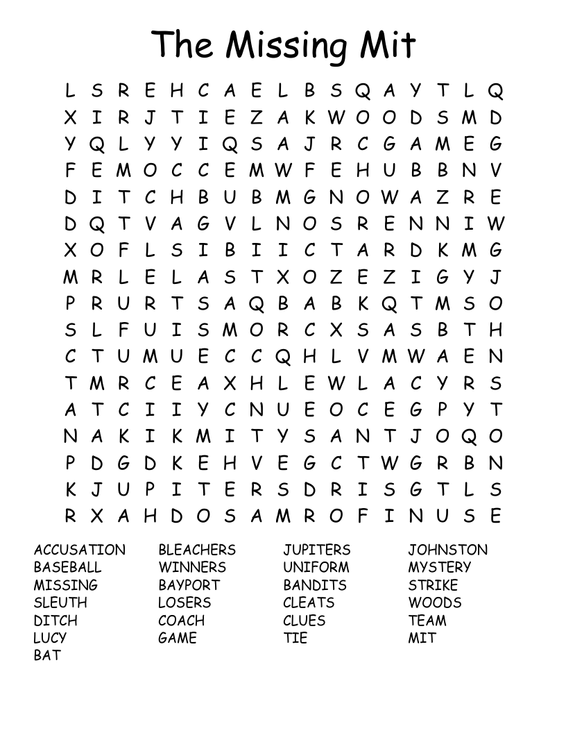 The Missing Mit Word Search