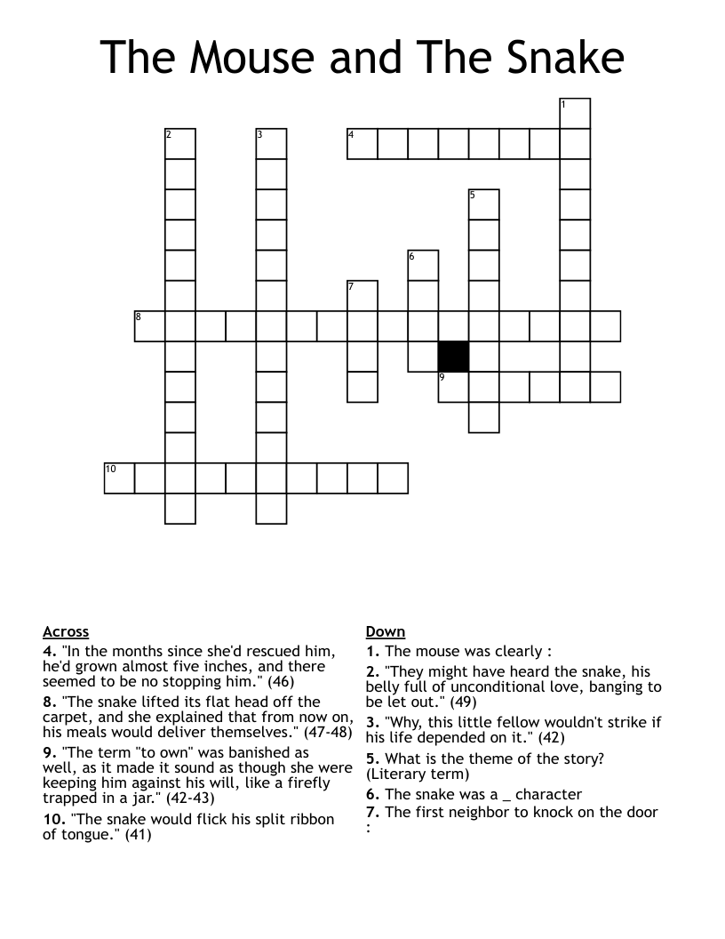 The Mouse and The Snake Crossword