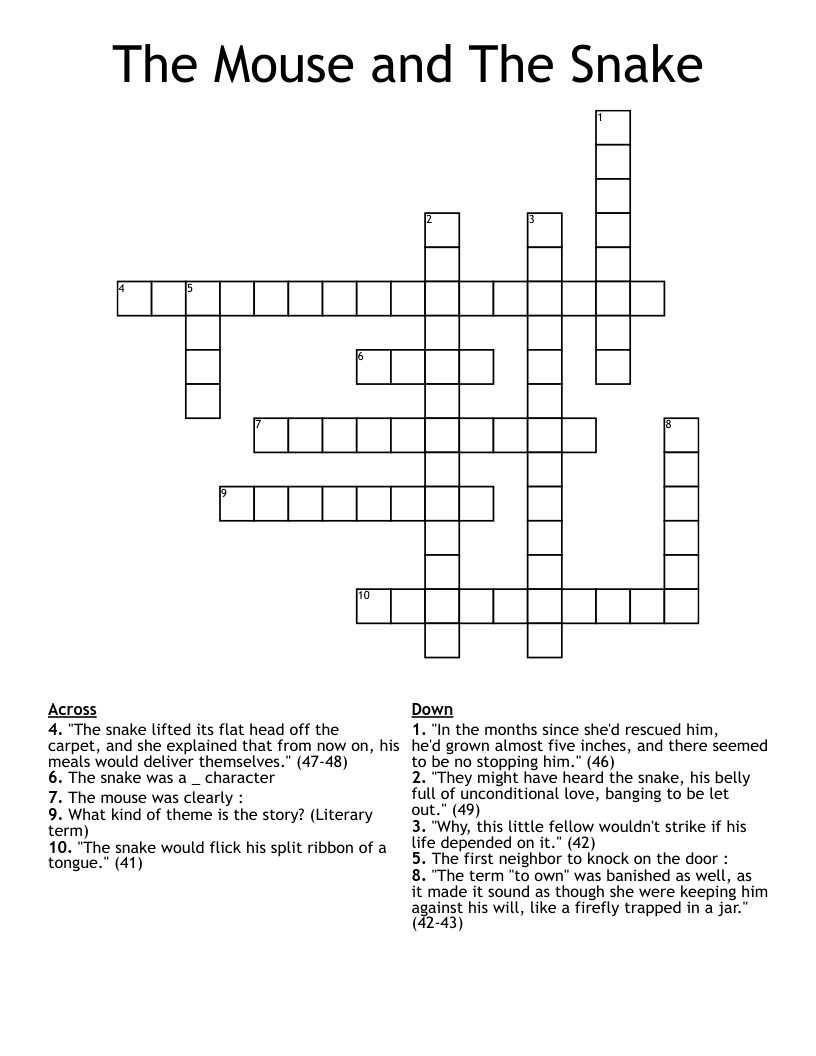 The Mouse and The Snake Crossword