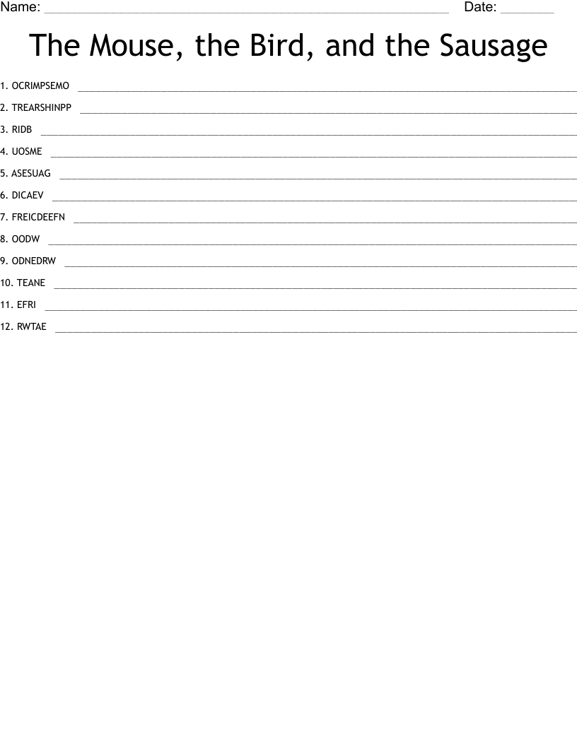 The Mouse, the Bird, and the Sausage Word Scramble WordMint