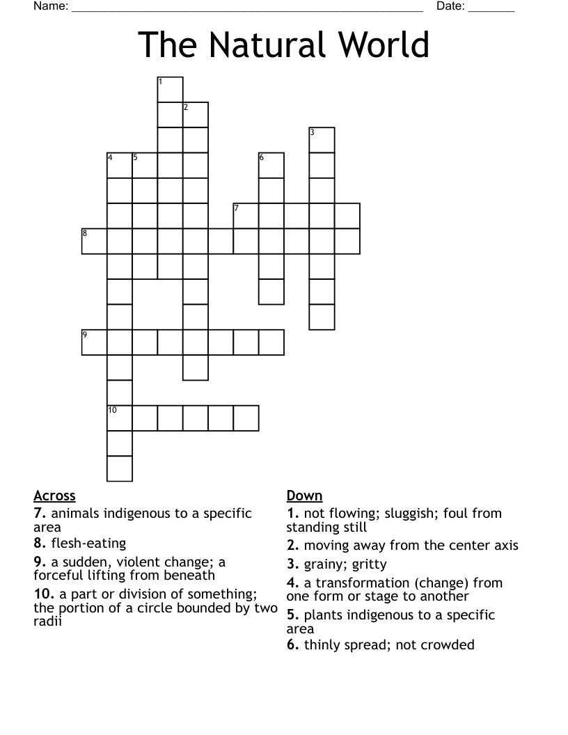 The Natural World Crossword - WordMint