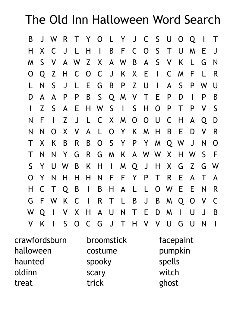 The Old Inn Halloween Word Search