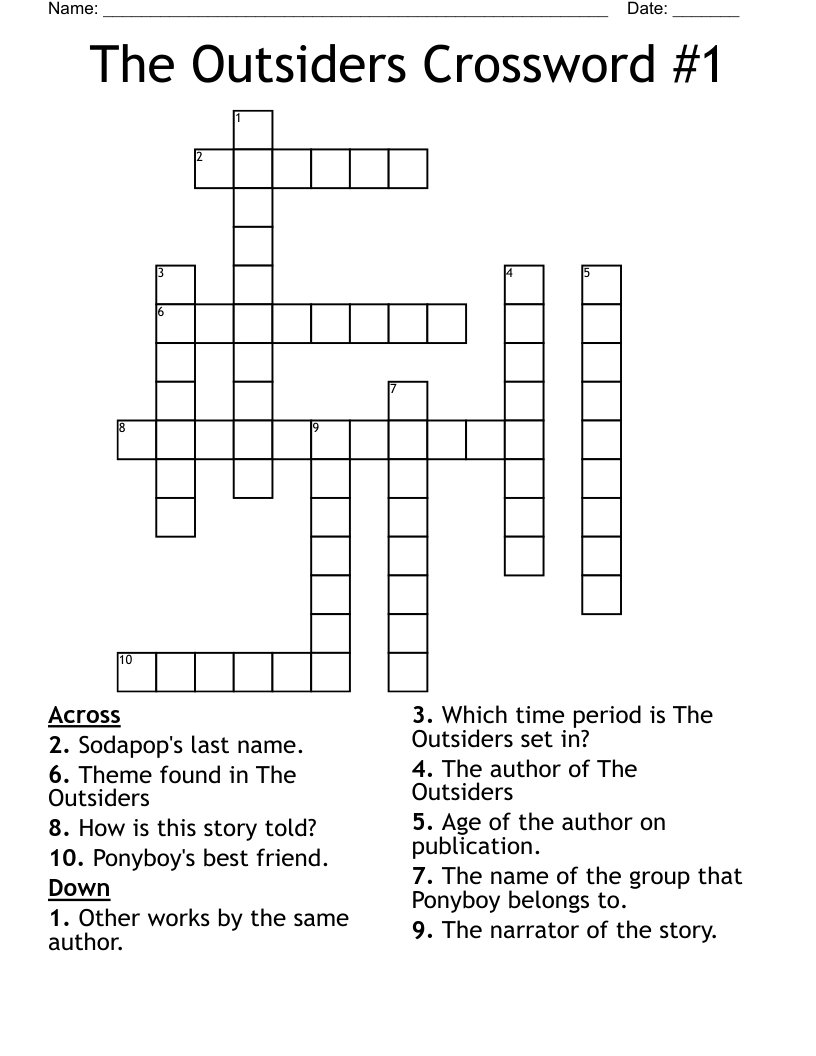The Outsiders Crossword #1