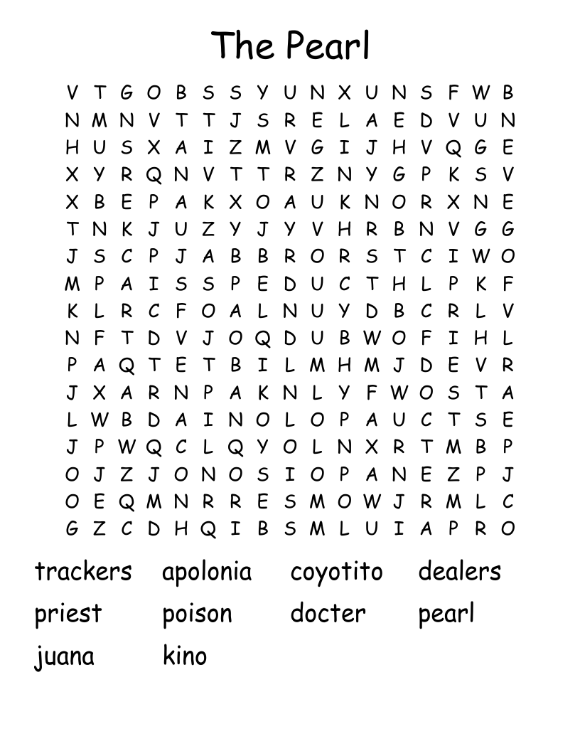 The Pearl Word Search