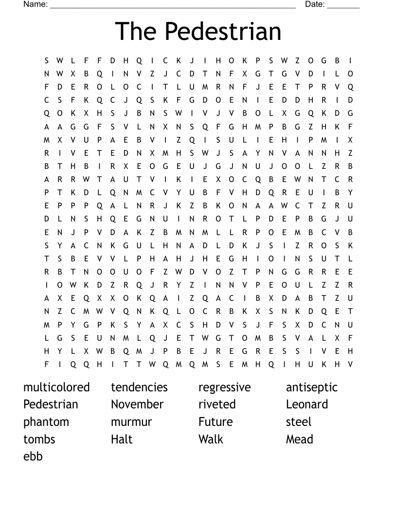 The Pedestrian Word Search