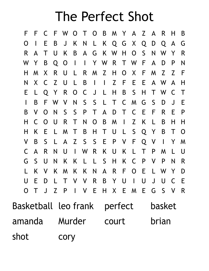 The Perfect Shot Word Search