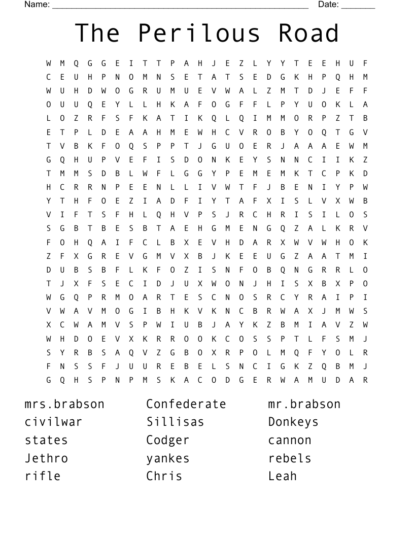 The Perilous Road Word Search