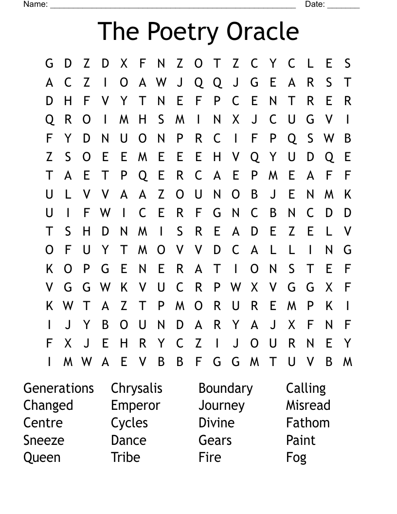 The Poetry Oracle Word Search