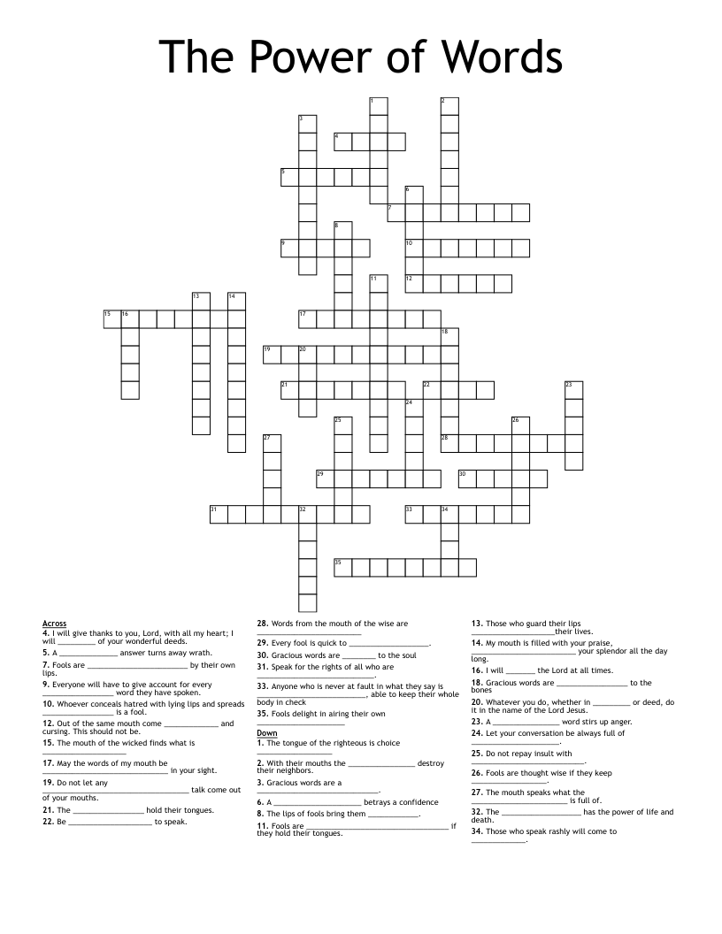 The Power of Words Crossword