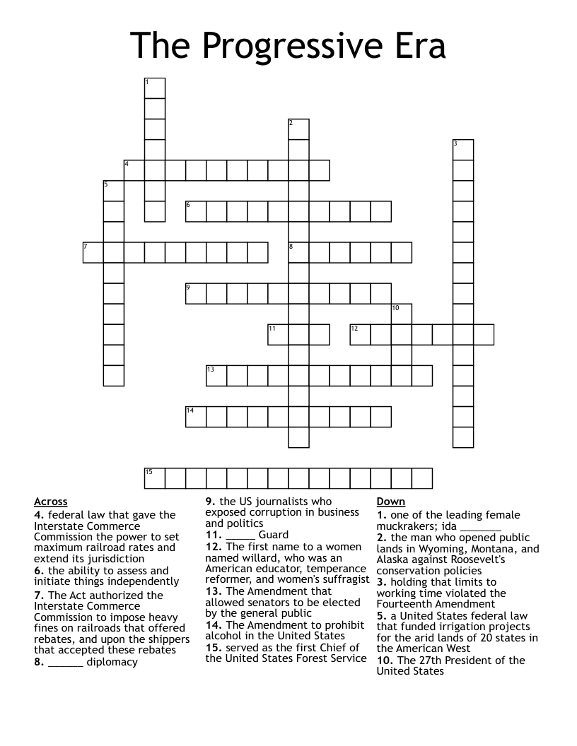 View 17 Answer Key Progressive Era Crossword Puzzle Answers 