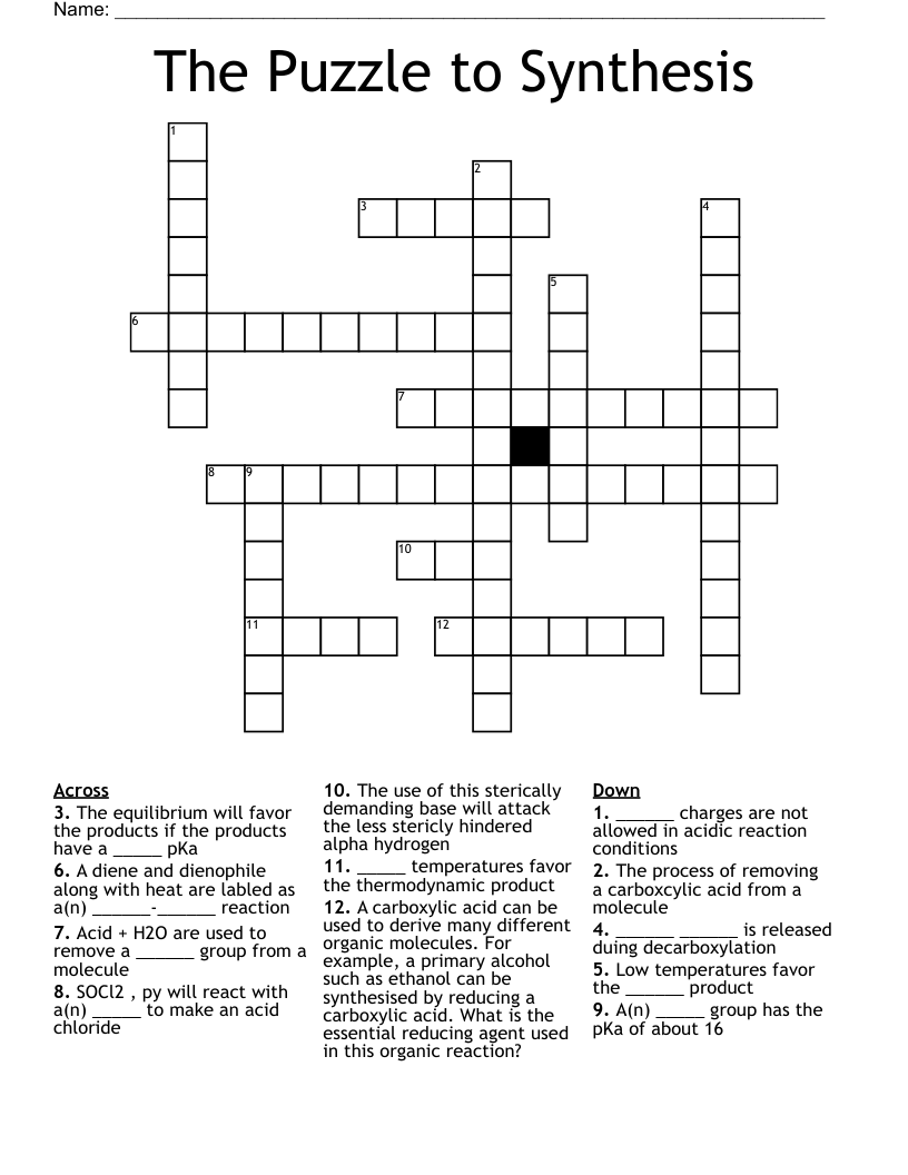 The Puzzle to Synthesis Crossword