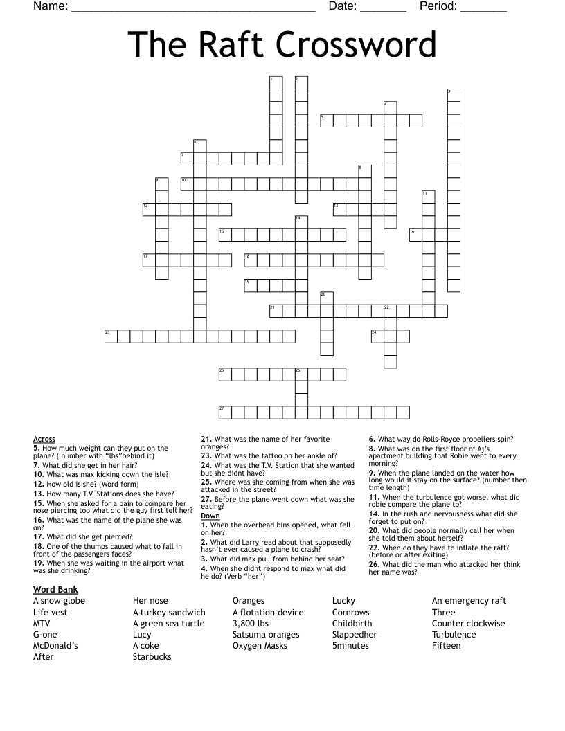 The Raft Crossword