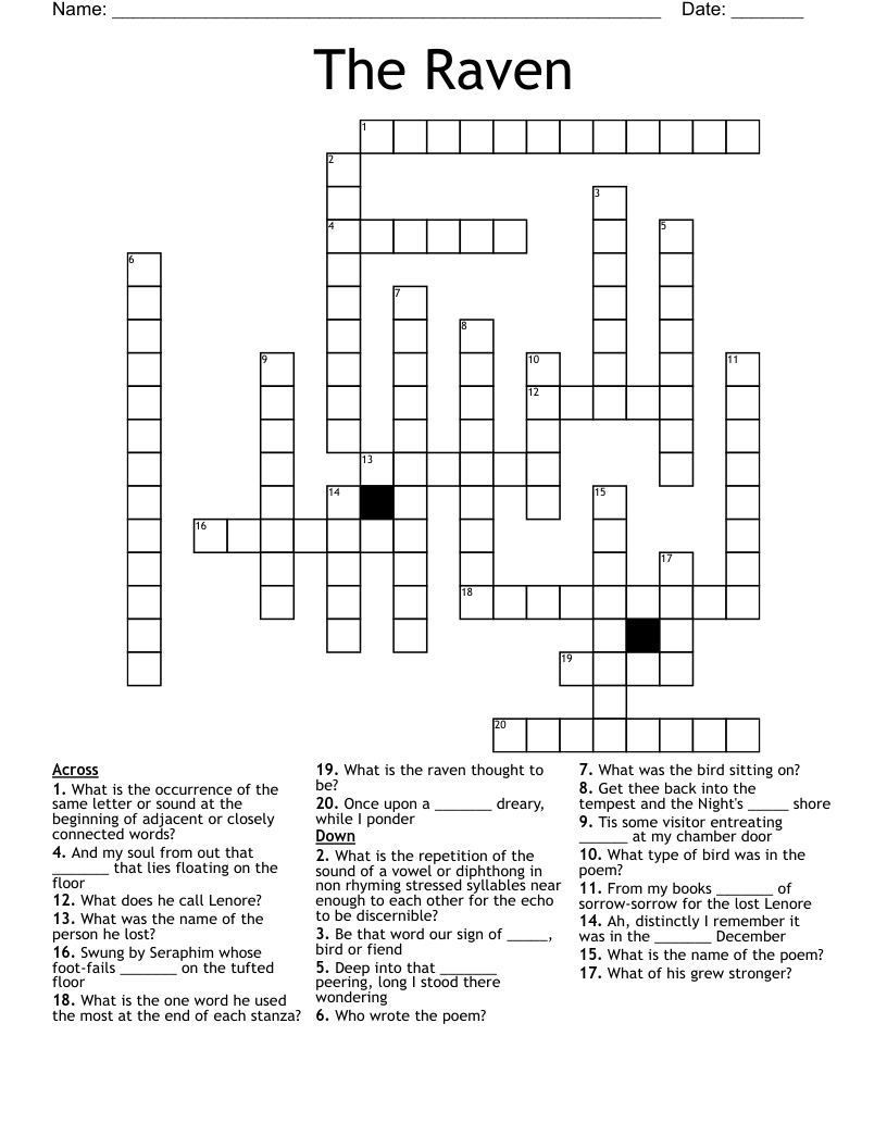 Raven Crossword WordMint