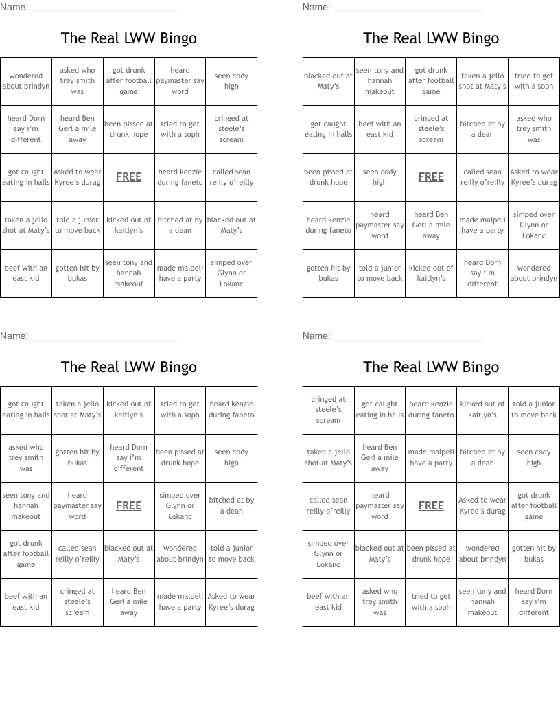 The Real LWW Bingo WordMint