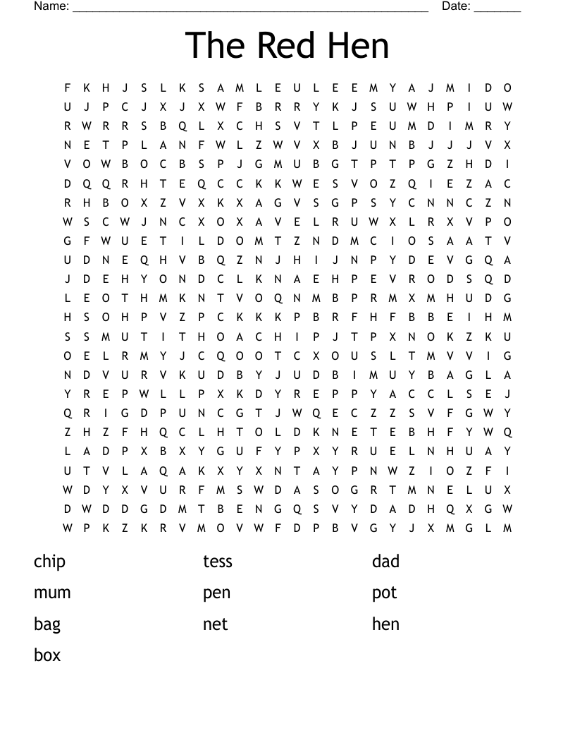 The Red Hen  Word Search