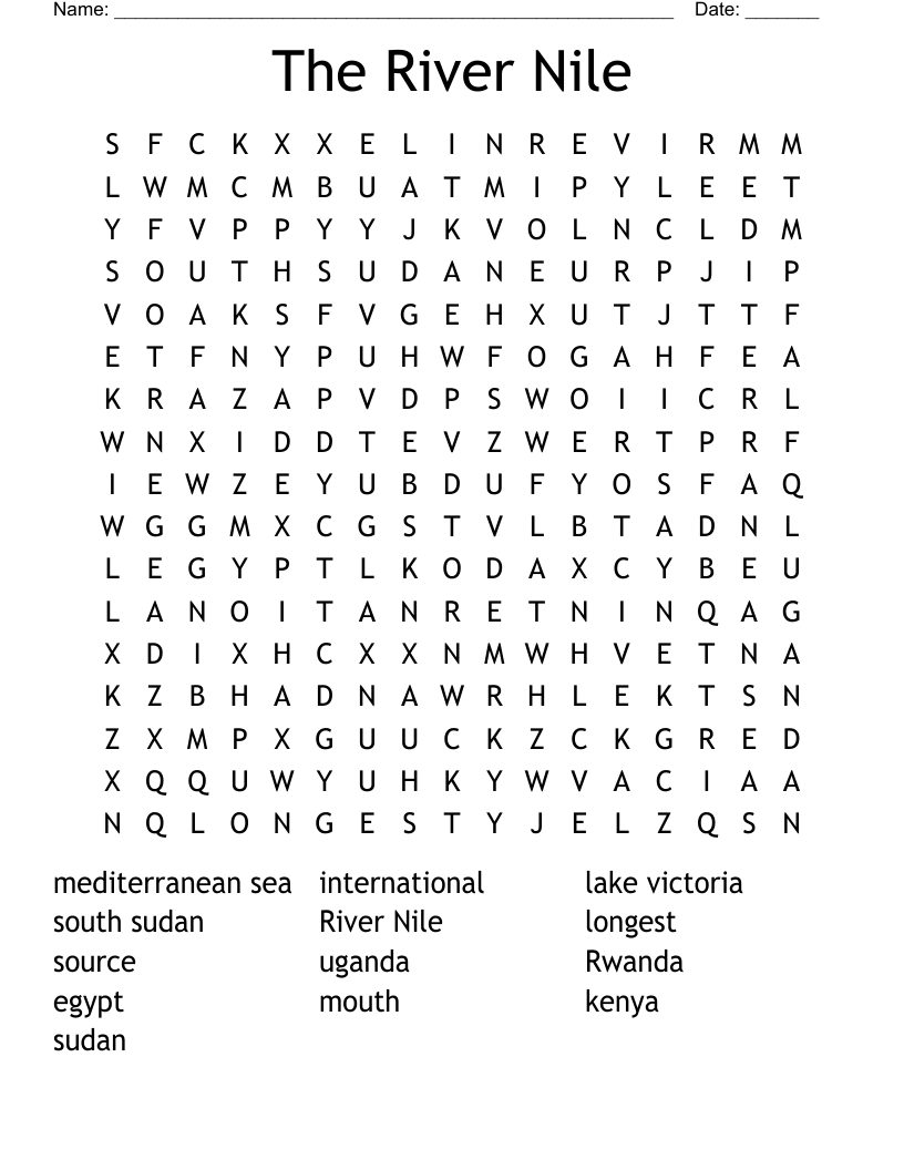 The River Nile Word Search