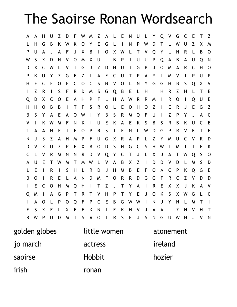 The Saoirse Ronan Wordsearch
