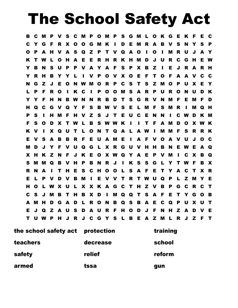 The School Safety Act Word Search