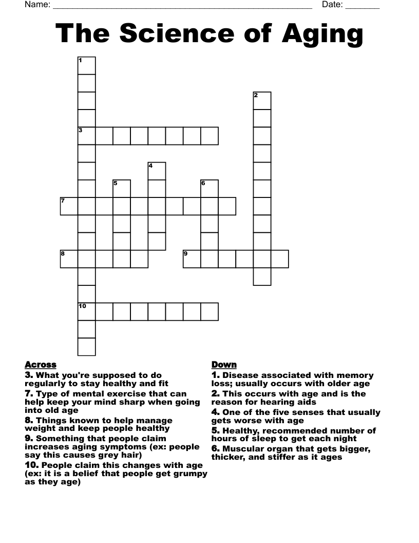 The Science of Aging Crossword