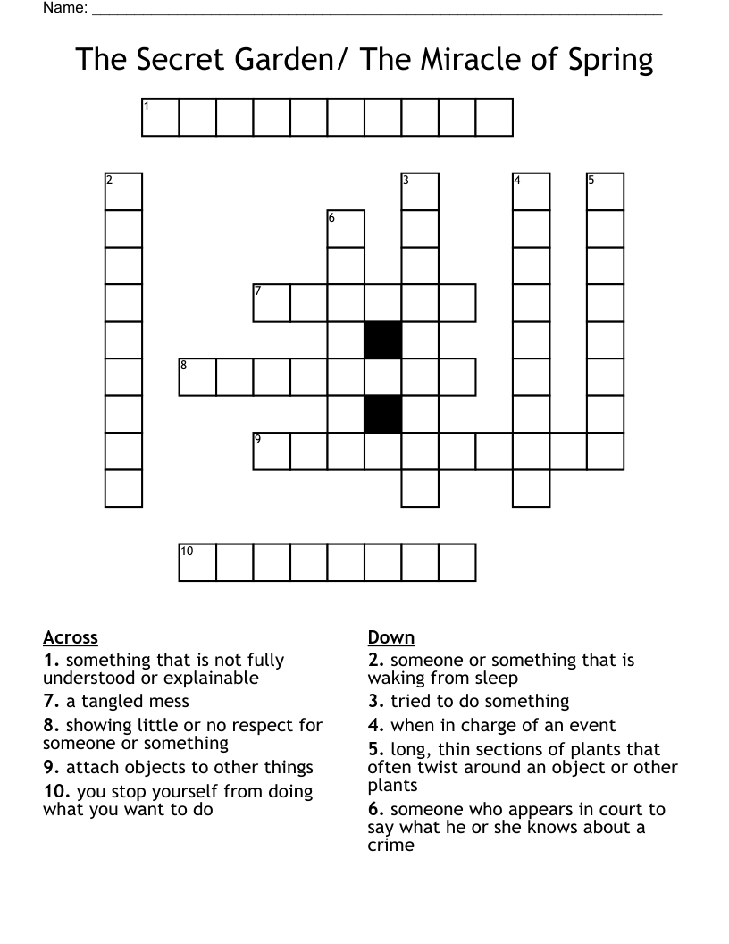 The Secret Garden/ The Miracle of Spring Crossword WordMint