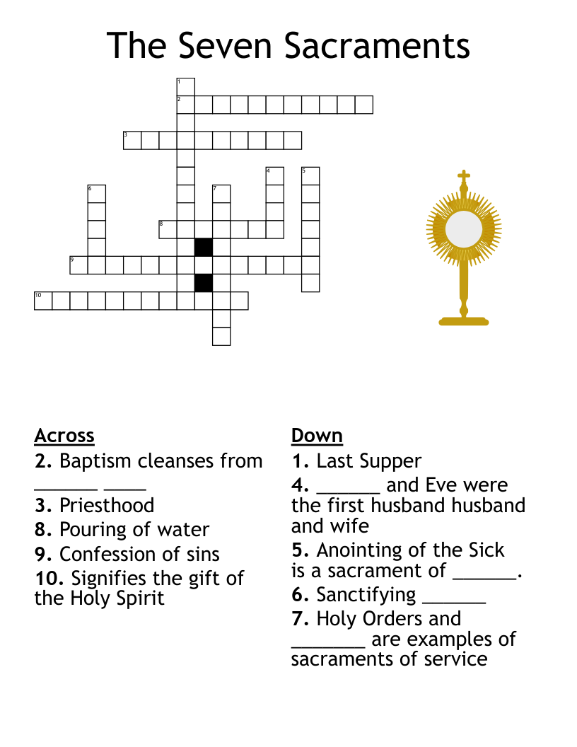 The Seven Sacraments Crossword - WordMint
