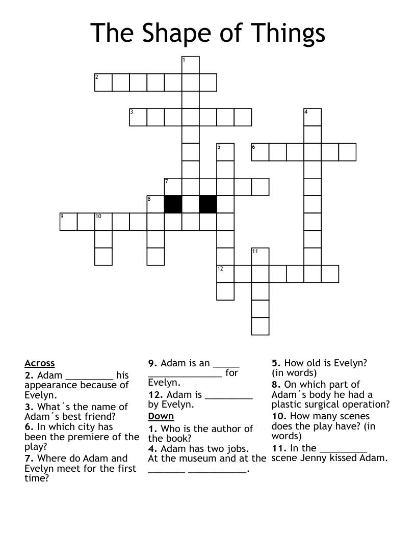 The Shape of Things Crossword