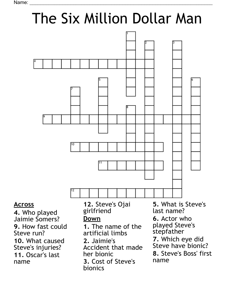 The Six Million Dollar Man Crossword
