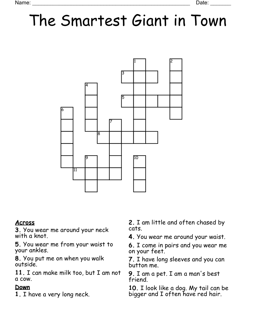 The Smartest Giant in Town  Crossword