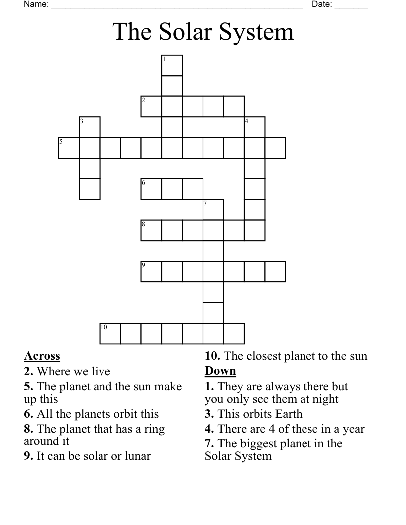 The Solar System Crossword