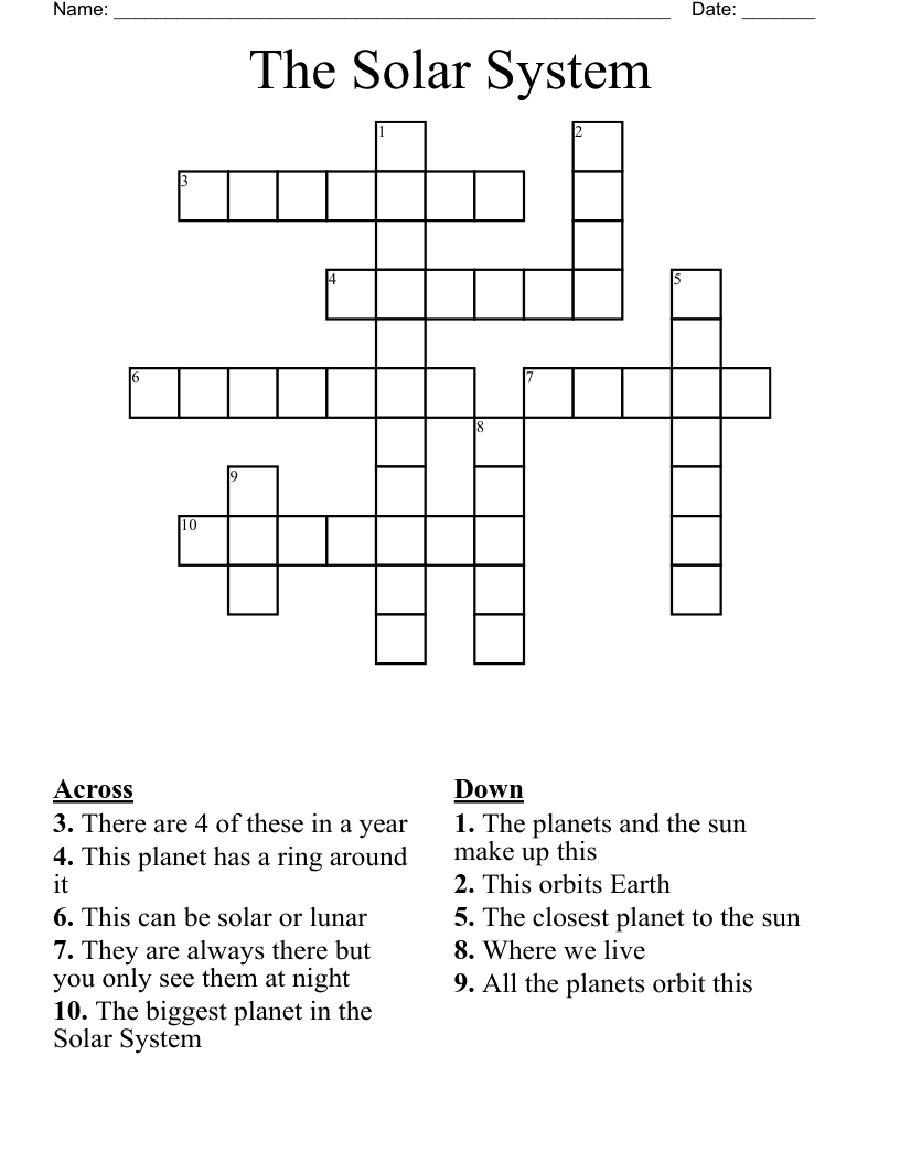 The Solar System Crossword