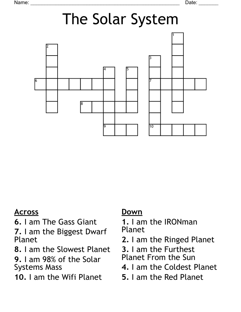 The Solar System  Crossword