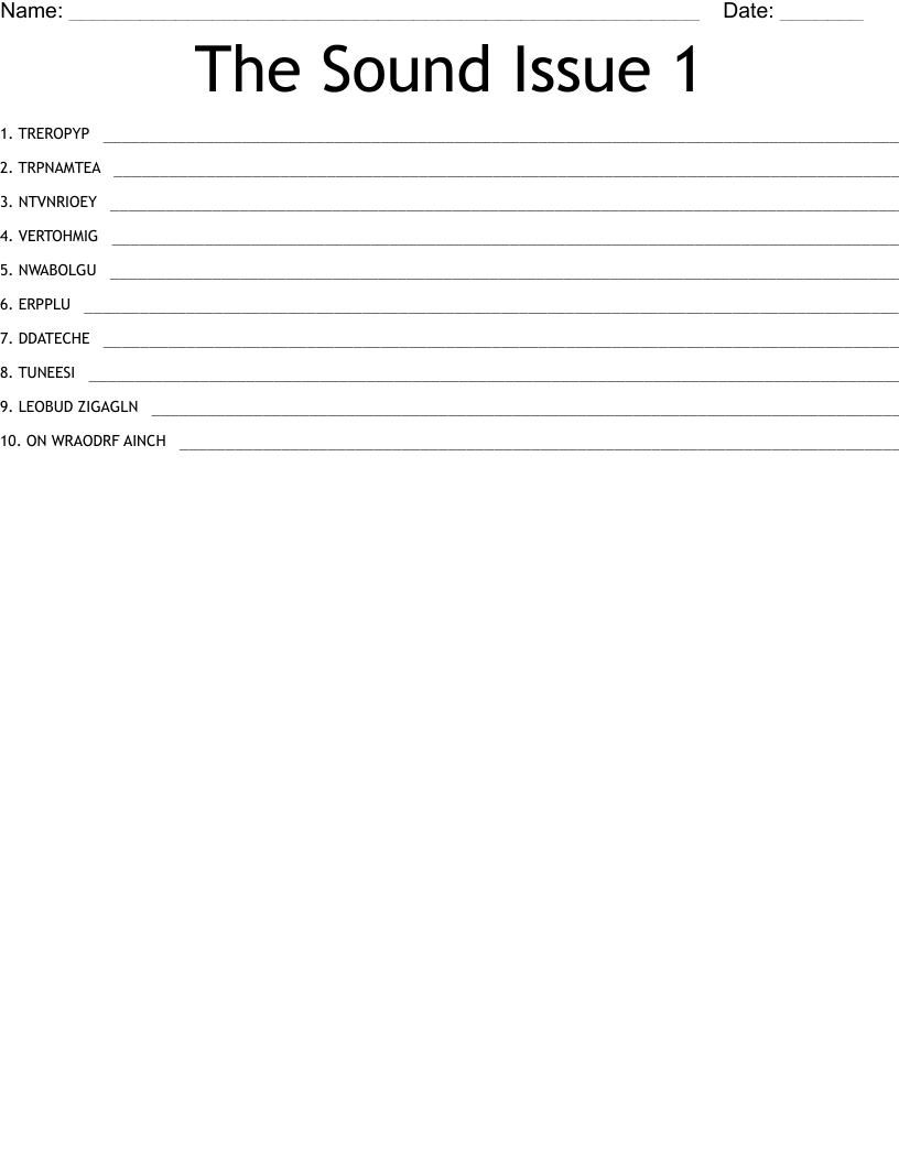 The Sound Issue 1 Word Scramble