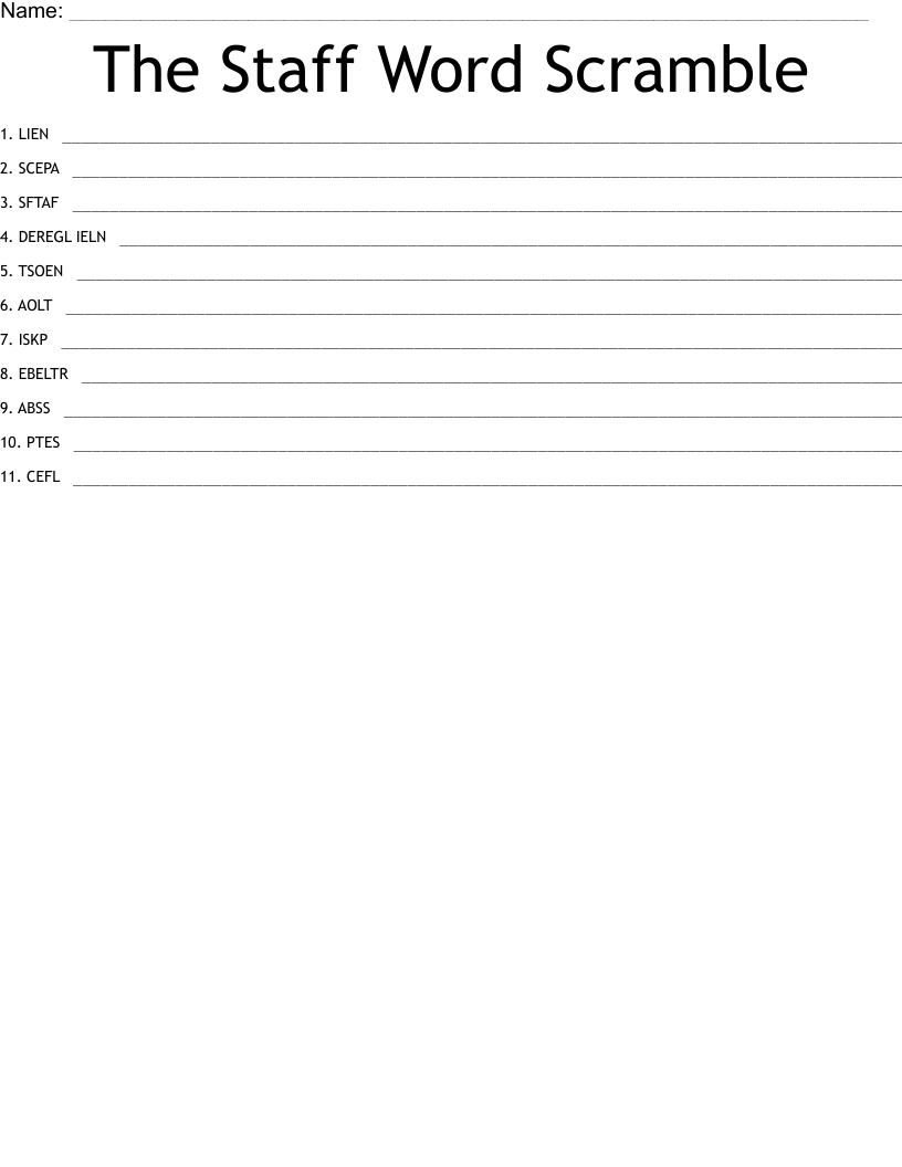 The Staff Word Scramble