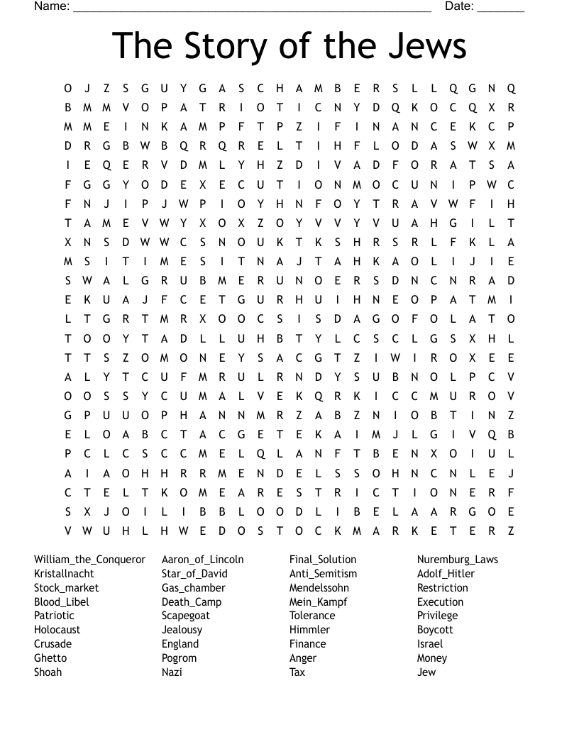 The Story of the Jews Word Search