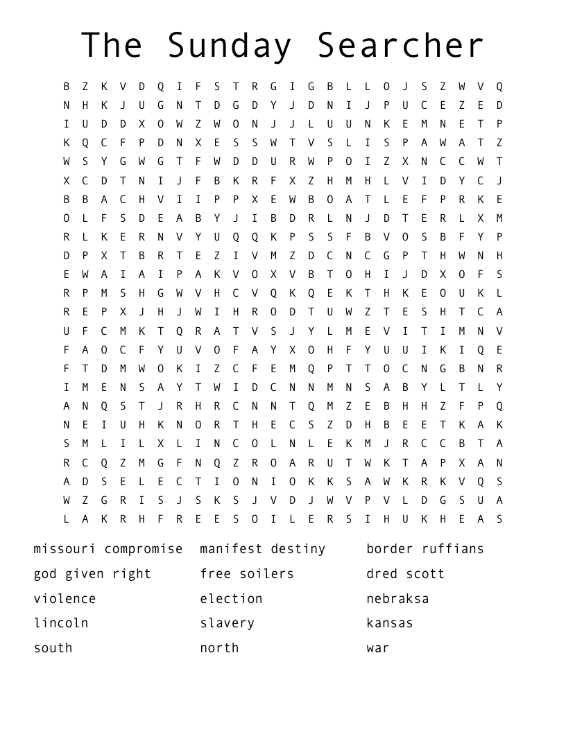 The Sunday Searcher Word Search