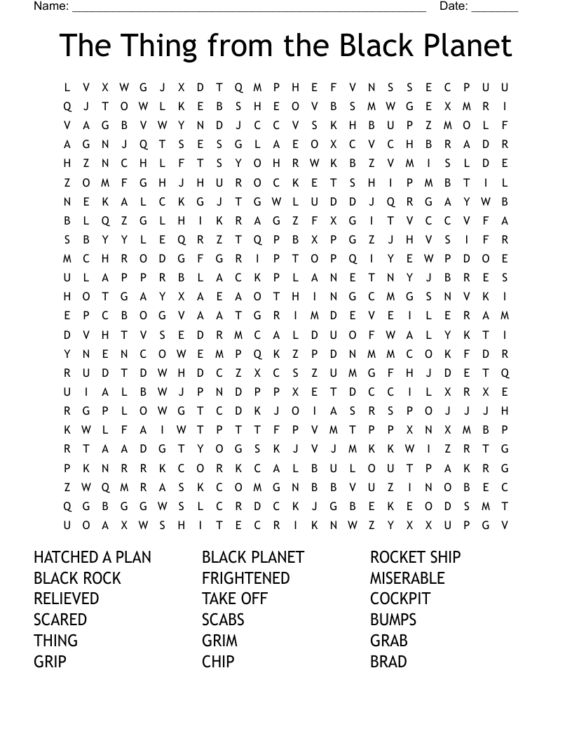 The Thing from the Black Planet Word Search