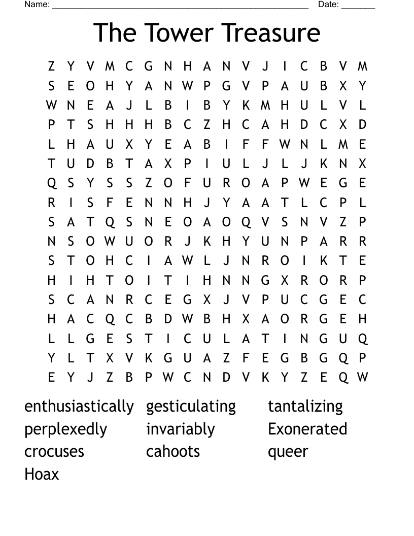 The Tower Treasure Word Search