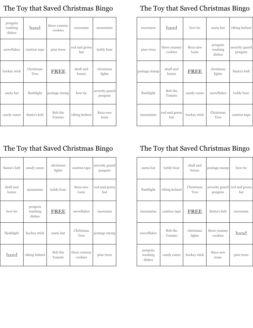 The Toy that Saved Christmas Bingo
