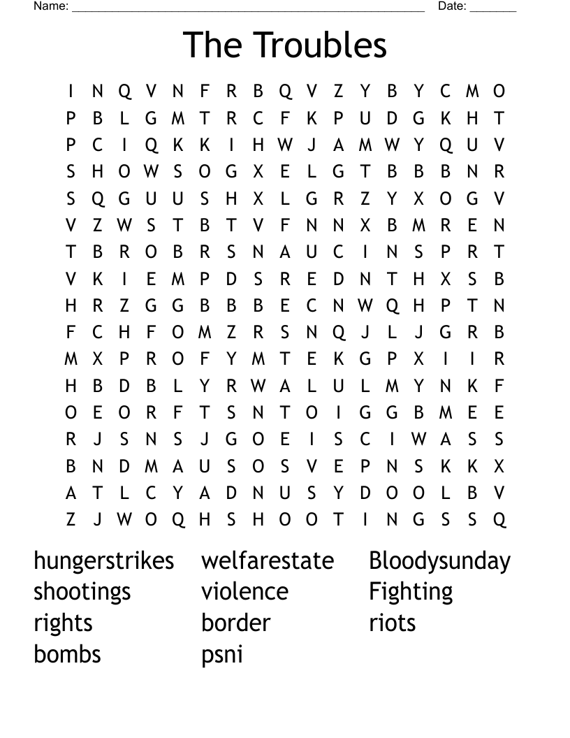 The Troubles Word Search