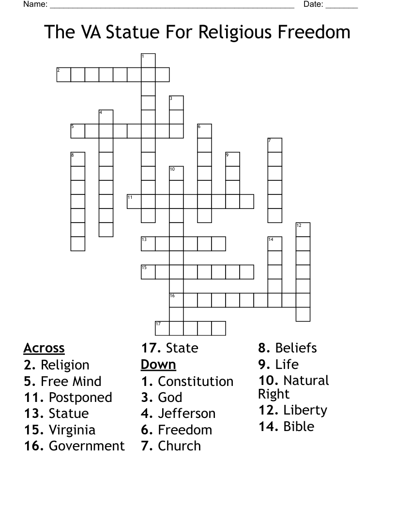 The VA Statue For Religious Freedom Crossword WordMint