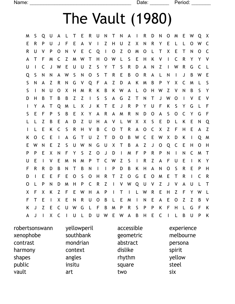 The Vault (1980) Word Search