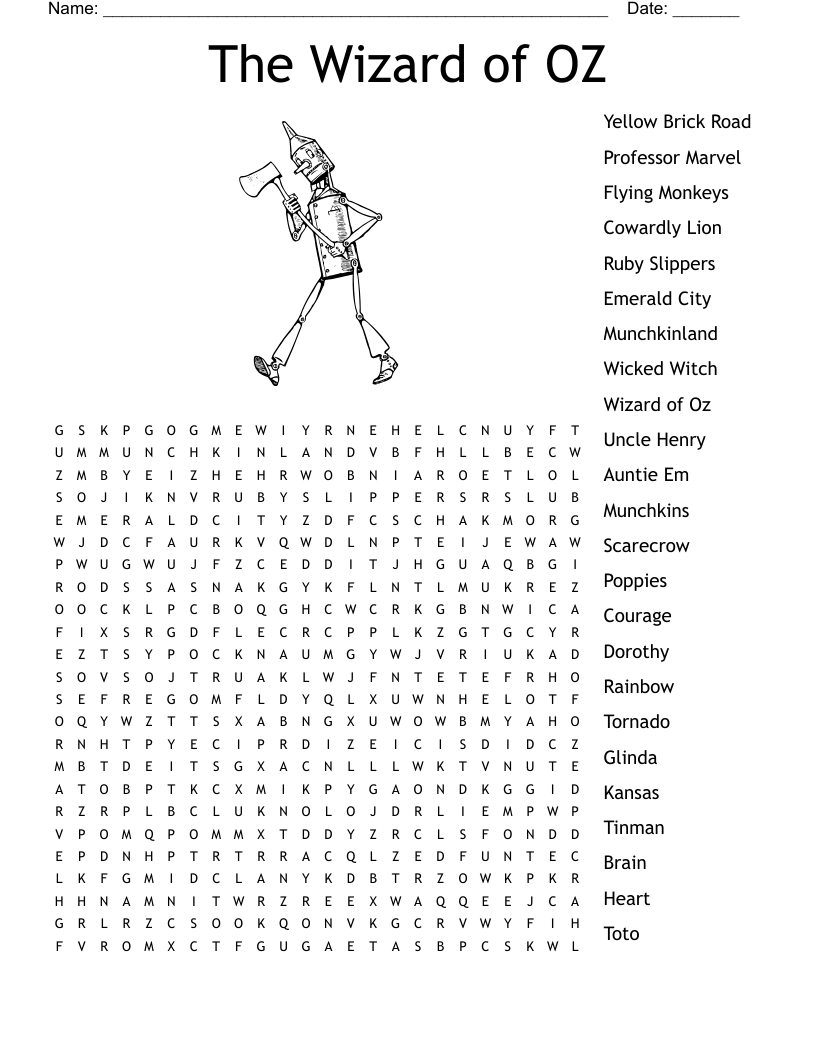 Wizard Of Oz Bingo Cards WordMint